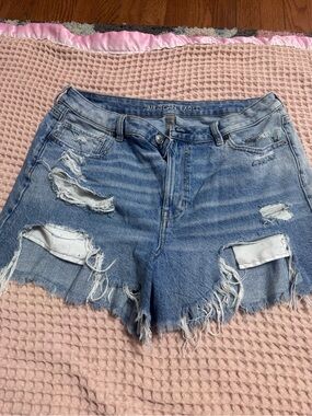 American Eagle Outfitters Light Blue Ripped Denim Cutoff Shorts